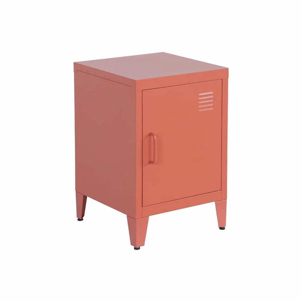 sweeek Industrial Metal Bedside Table with 1 Door in Terracotta – 2