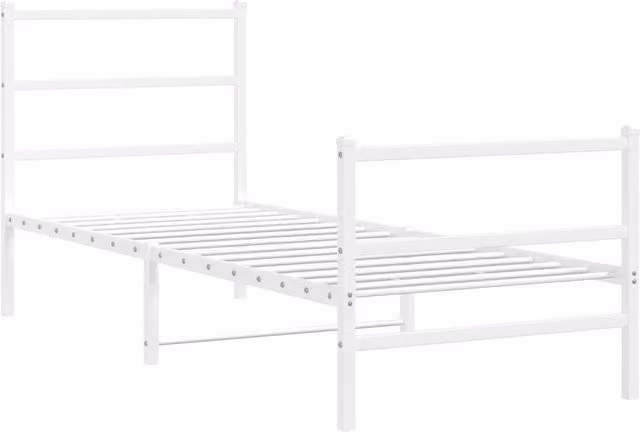 Berkfield Home Metal Bed Frame with Footboard, White, W/D/H: 80 x 200 x 90 cm