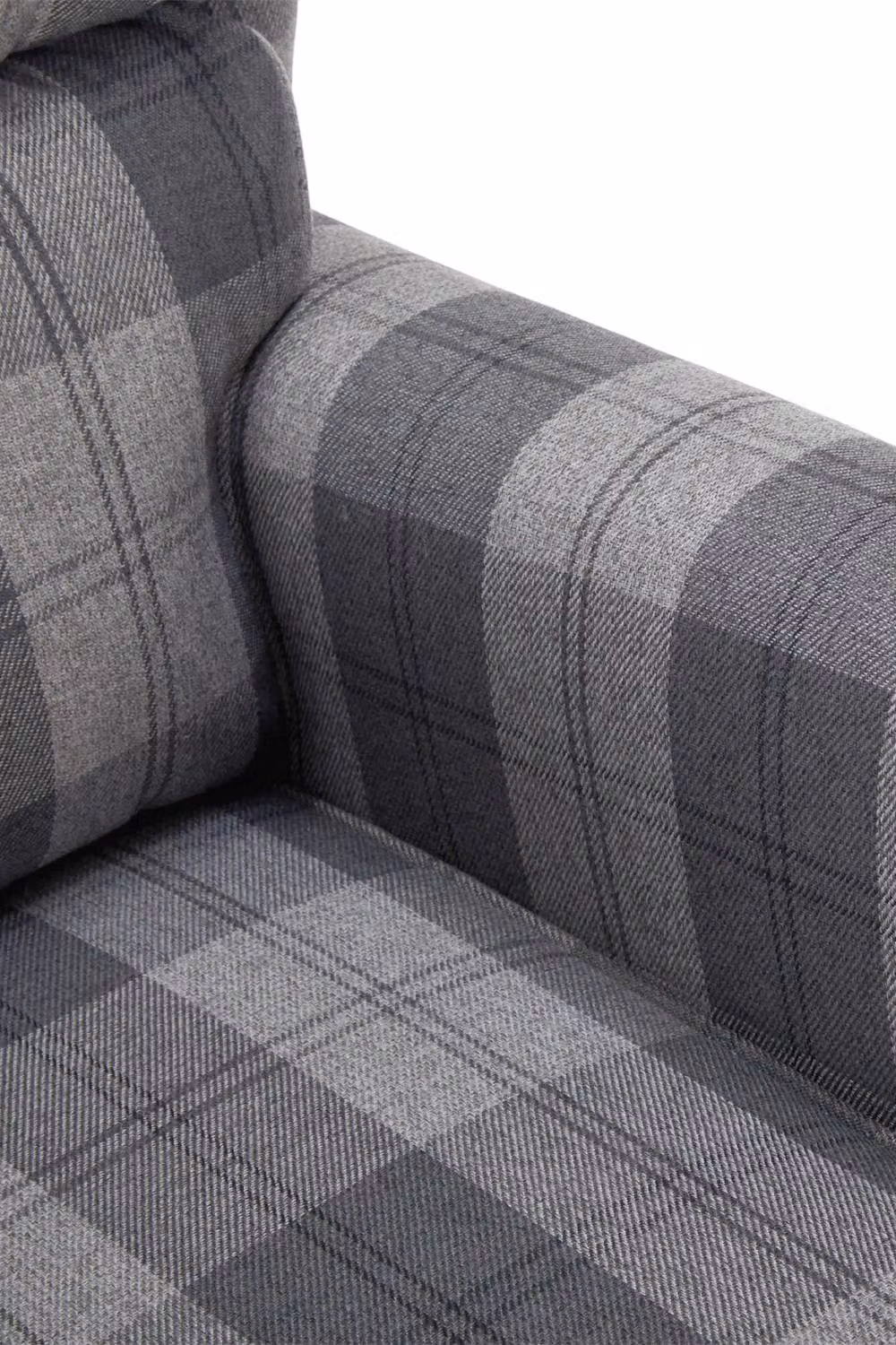 Living and Home Vintage Grey and Black Checked Linen Upholstered Recliner Chair with Adjustable Backrest and Armrests – 3
