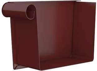 Lindab Rectangular Steel Gutter Left Hand Stop End, 140mm, Dark Red