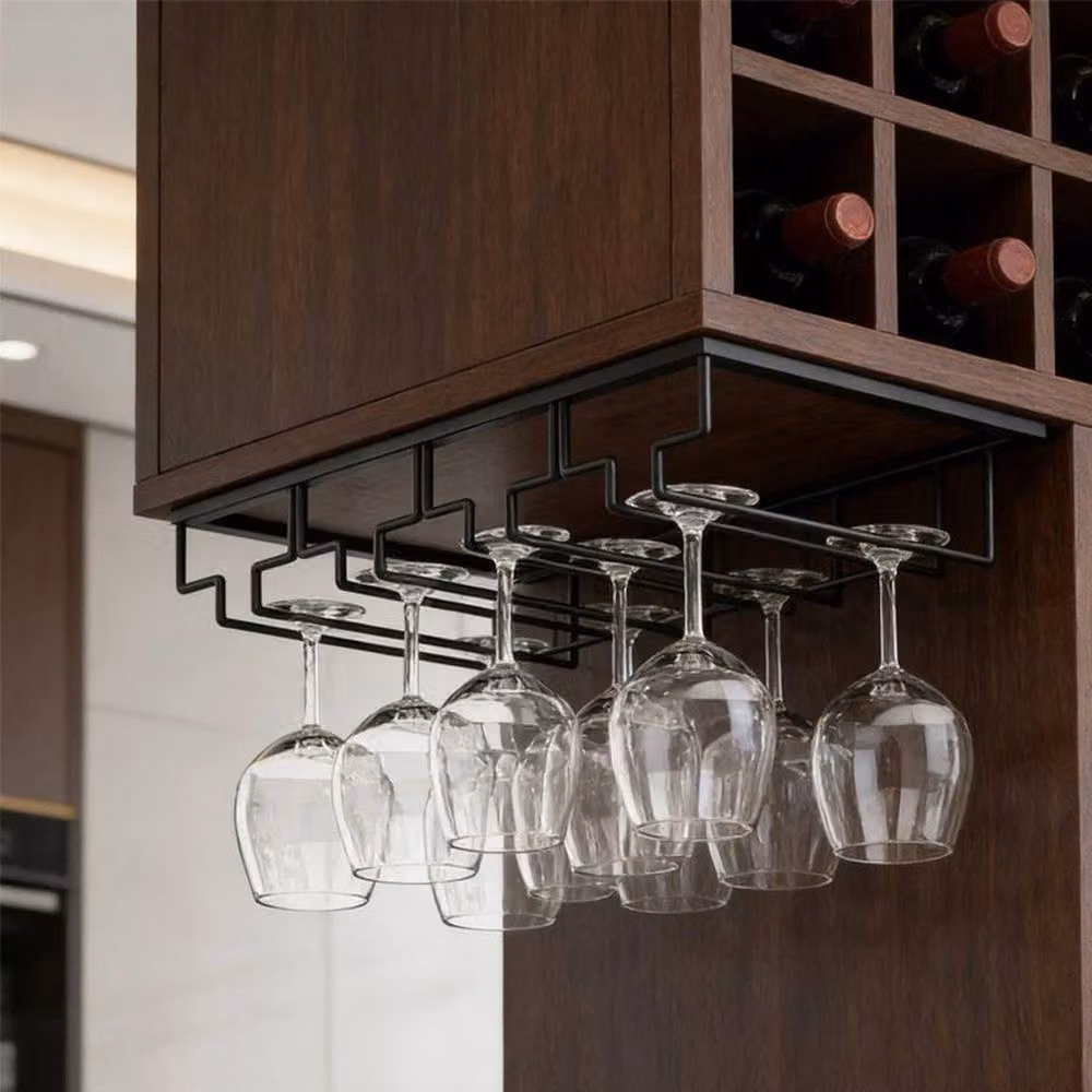 SPETLEK Wine Glass Holder and Storage Rack in Black, W: 40 cm, D: 22.5 cm, H: 22.5 cm – 3