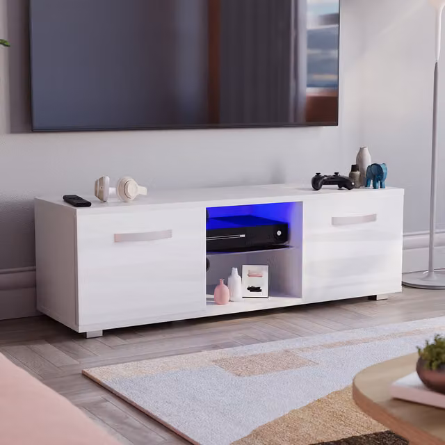 Vida Designs Cosmo 2 Door LED TV Unit in White and Multicolour, W: 120 cm