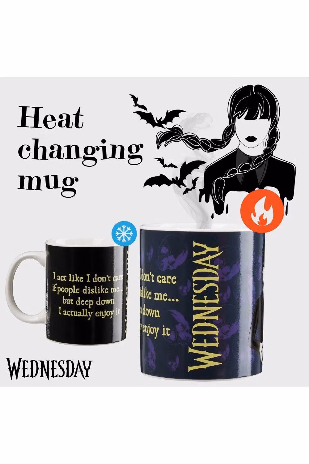 Wednesday Heat Changing Ceramic Mug in Multicolour and Black, 312ml – 9