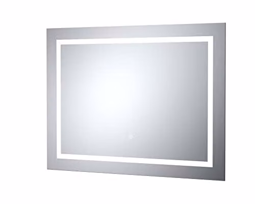 nuie LQ506 Modern Wall Hung LED Bathroom Mirror with Touch Sensor and Demister, W: 60 cm, H: 80 cm, Silver