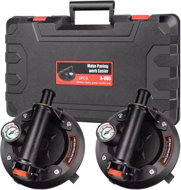 FLAVORA 2-Piece Manual Vacuum Suction Cup Lifter in Black – 1