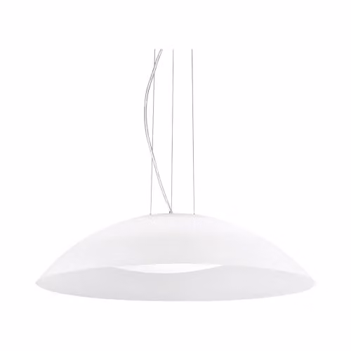 Netlighting Lena 3 Light Dome Suspended Ceiling Pendant in White and Chrome, Diameter: 64 cm
