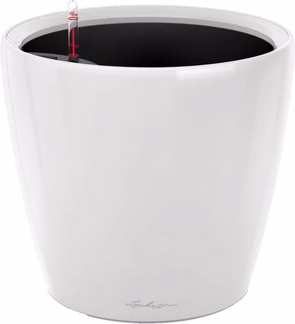 LECHUZA Classico Ls Round Self-Watering Planter, White High-Gloss, 40l