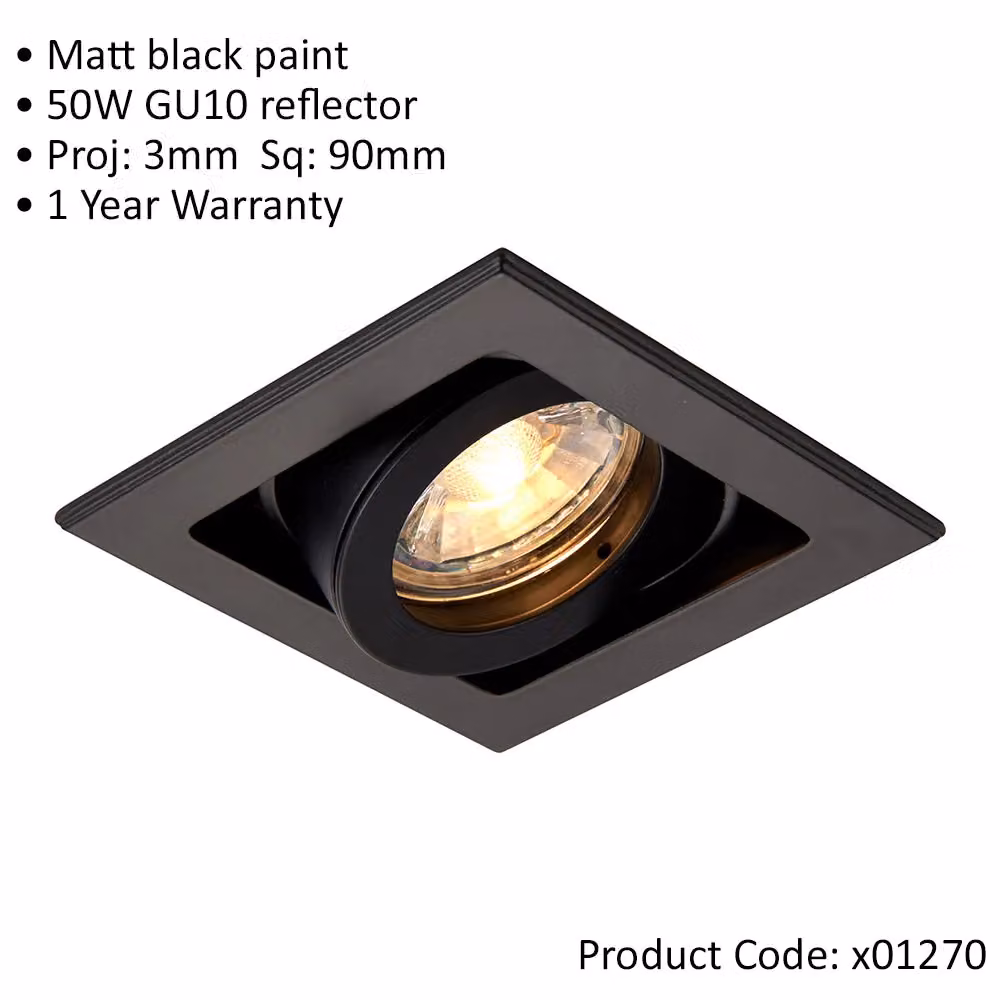 Loops 4 Pack Single Recessed Boxed Downlight, 50W GU10, Matt Black – 2