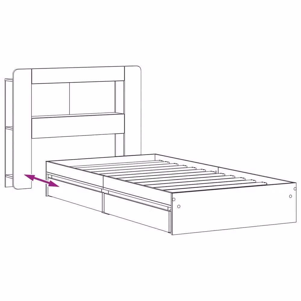Berkfield Home Modern Bed Frame with Storage Drawers in Black, Engineered Wood, W: 75 cm, L: 190 cm – 5