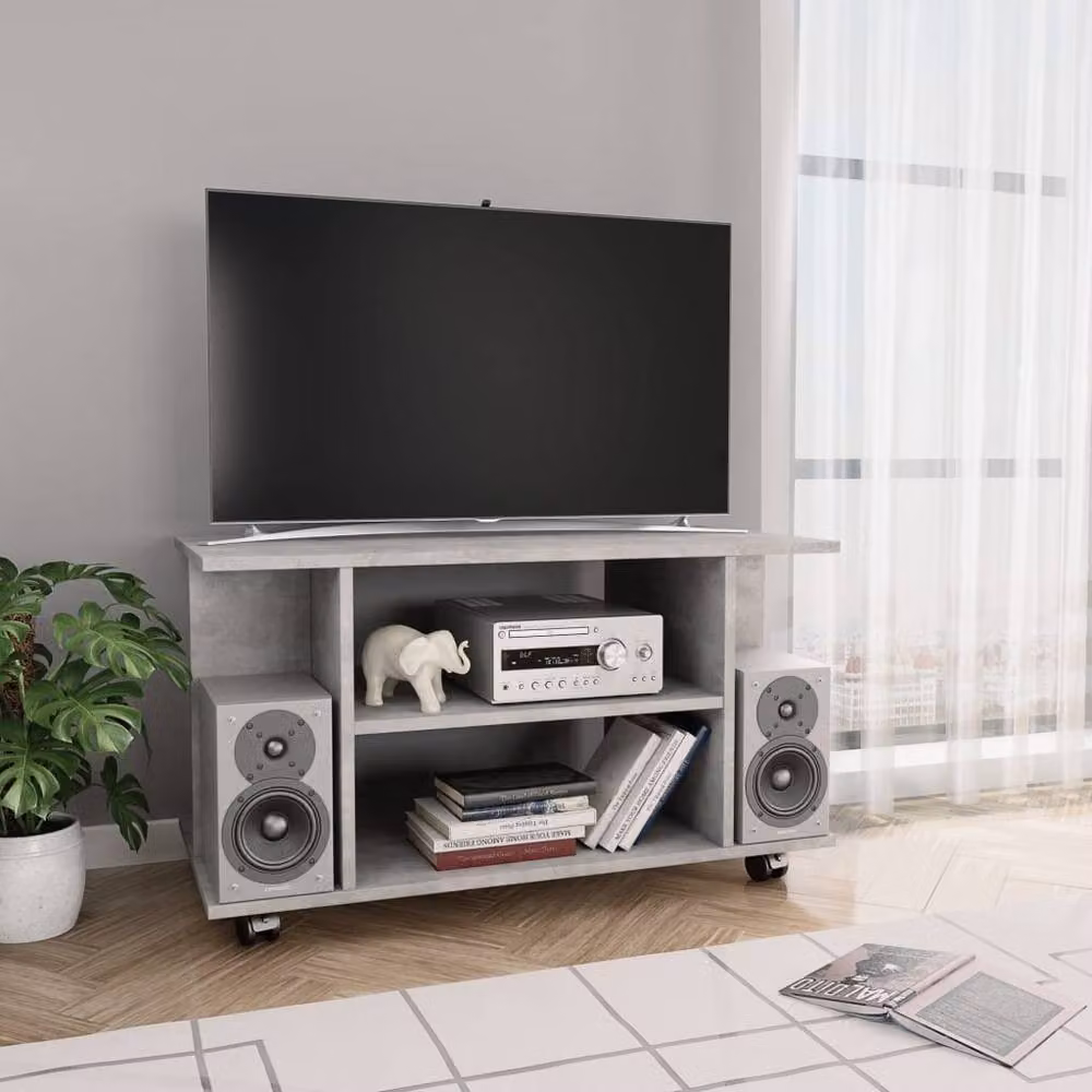 Berkfield Home TV Cabinet with Castors in Concrete Grey, W/D/H: 80 x 40 x 45 cm – 2