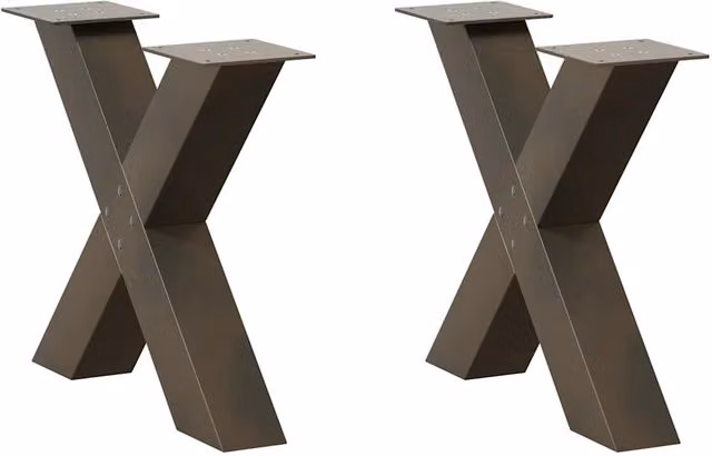 Berkfield Home X-Shaped Coffee Table Legs, 2 Pieces, Brown Steel