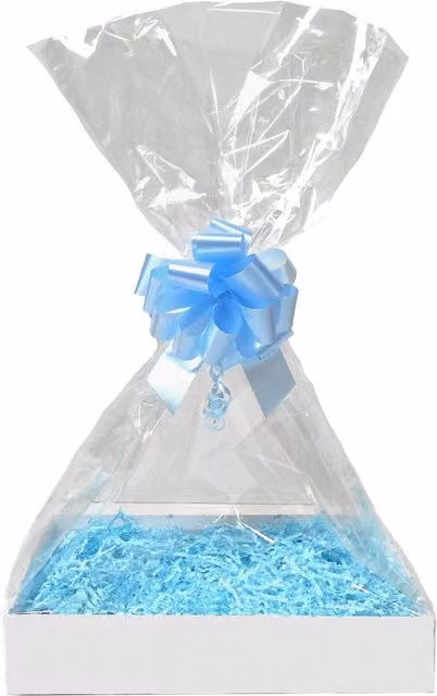 Hampabox Gift Basket Kit with Glossy White Hamper Tray and Red Accessories, Blue, W/D/H: 35 x 24 x 8 cm