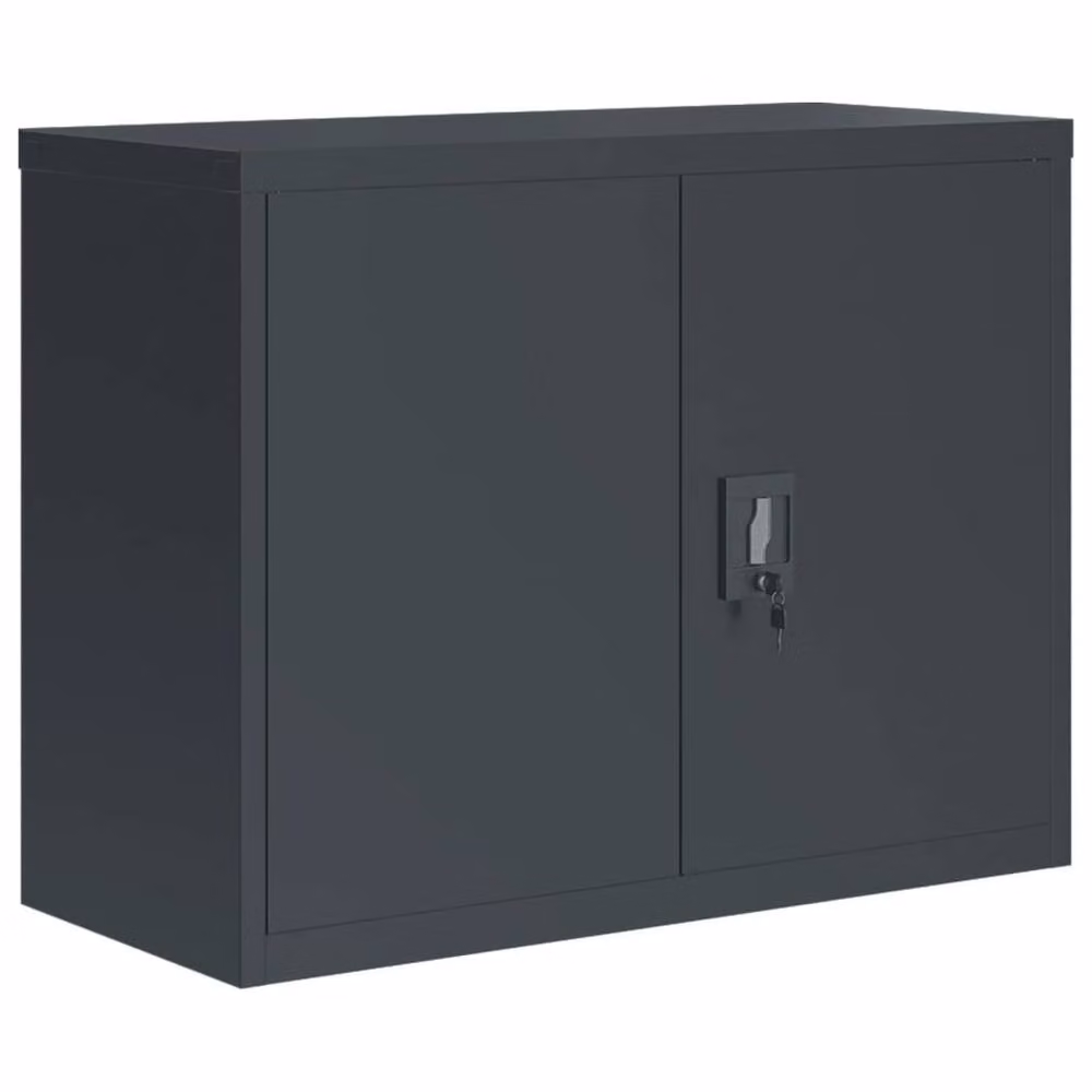 Berkfield Home Durable Steel File Cabinet in Anthracite Grey with Adjustable Shelves and Lock, W/D/H: 90 x 40 x 70 cm – 3
