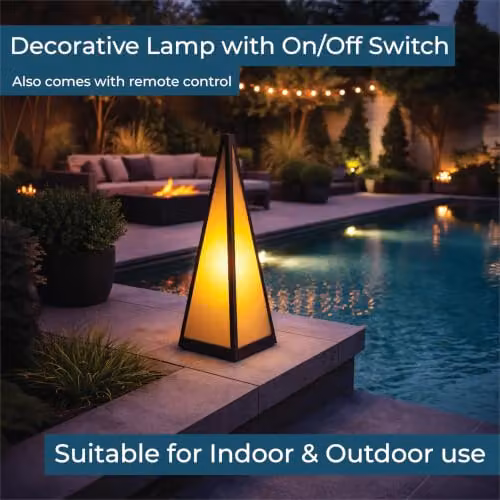 Luxform Black Metal Pyramid Lamp with 24 Flickering LEDs, Remote Control and Timer, Height: 45 cm – 3
