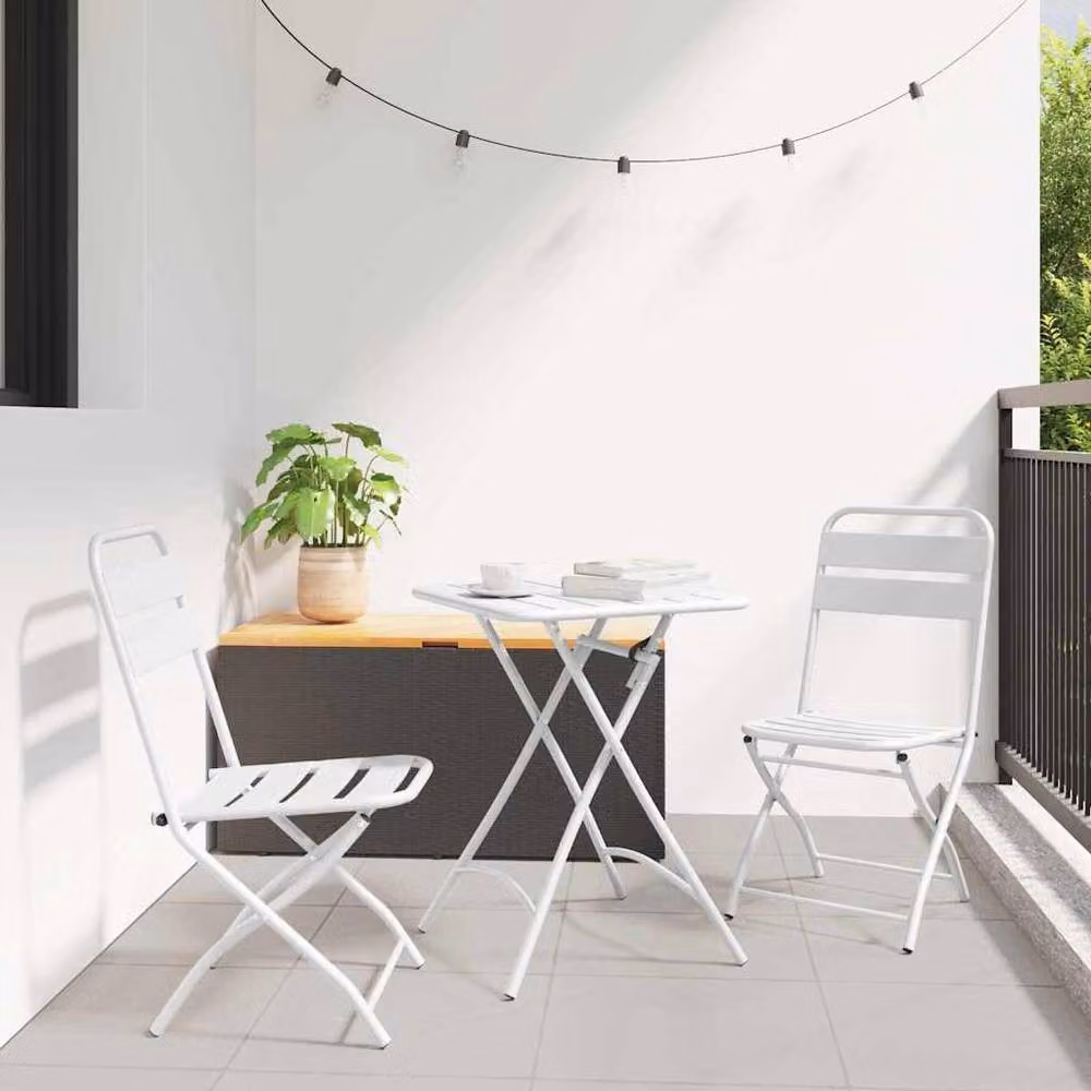 Berkfield Home Set of 2 White Steel Folding Garden Chairs – 2