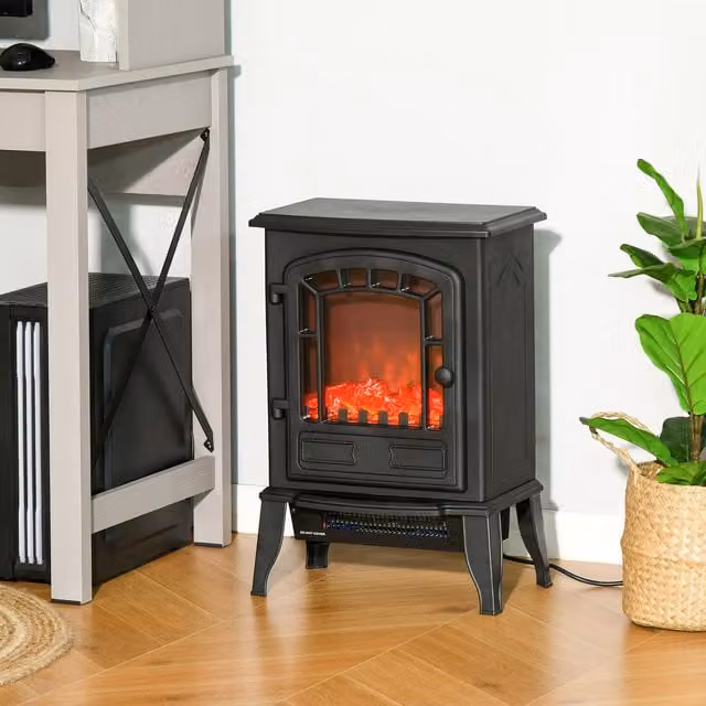HOMCOM Black Freestanding Electric Fireplace Stove