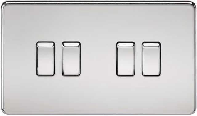 Knightsbridge Screwless 10AX 4G 2-Way Flush Switch in Polished Chrome SF4100PC