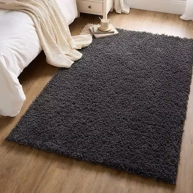 Kukoon Dark Grey Shaggy Rug, Soft Fluffy Pile Area Mat, W: 200 cm, D: 290 cm