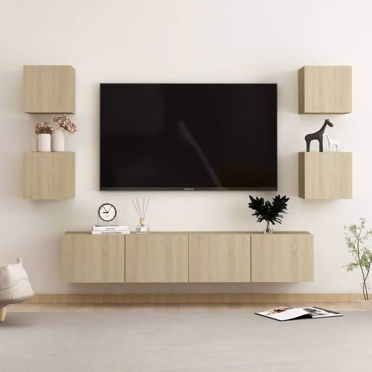 Berkfield Home 6 Piece Sonoma Oak TV Cabinet Set in Light Oak