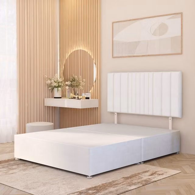 Somnior Beds Ltd Arizona White Plush Velvet Upholstered Divan Bed Base with Drawers, W/D: 120 x 200 cm