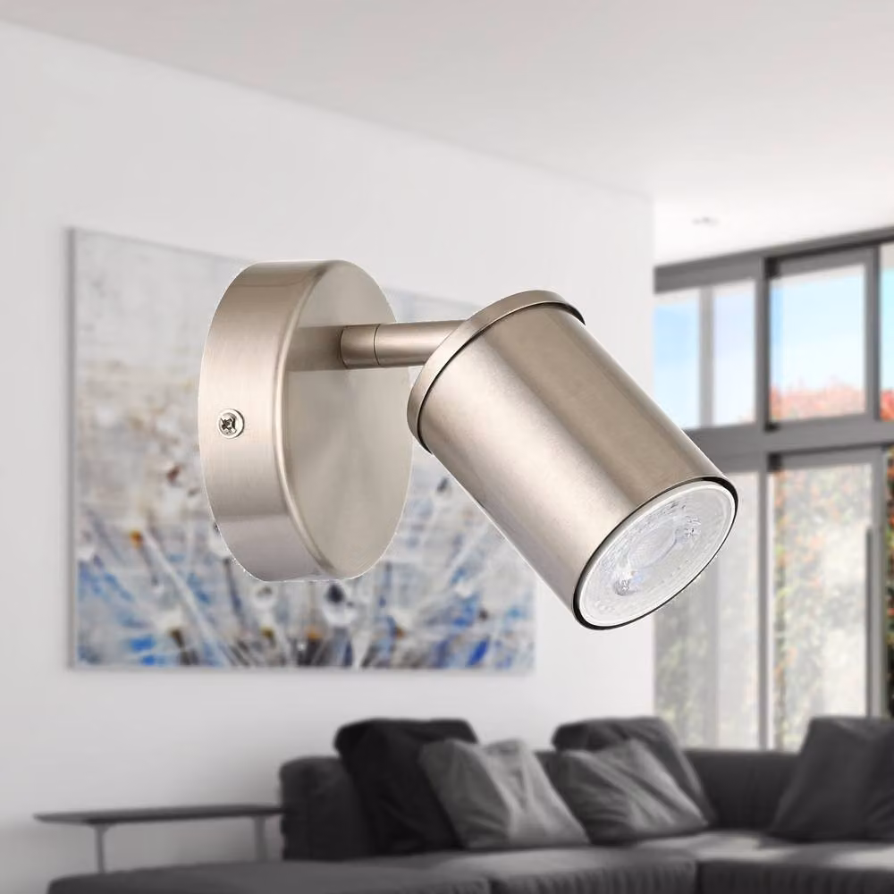 First Choice Lighting Larbert Adjustable LED Spotlight in Silver Brushed Nickel for Wall or Ceiling – 3