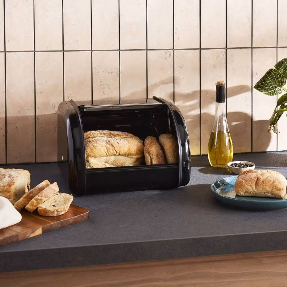 Morphy Richards Equip Black Compact Bread Bin and 3 Canister Set Kitchen Bundle – 2