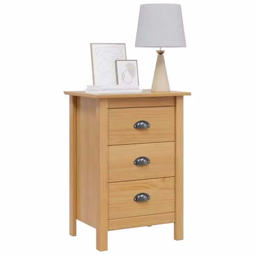 vidaXL HILL Bedside Cabinet with Drawer in Honey Brown, W: 46 cm, D: 35 cm, H: 65 cm