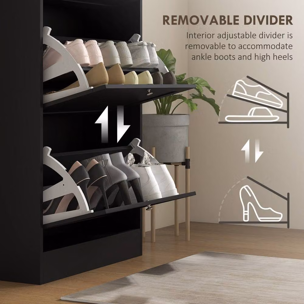 Wyld Haus Rani Black Matt Compact 3 Drawer Wall Mounted Shoe Cabinet W/D/H: 60 x 115 x 30 cm – 6