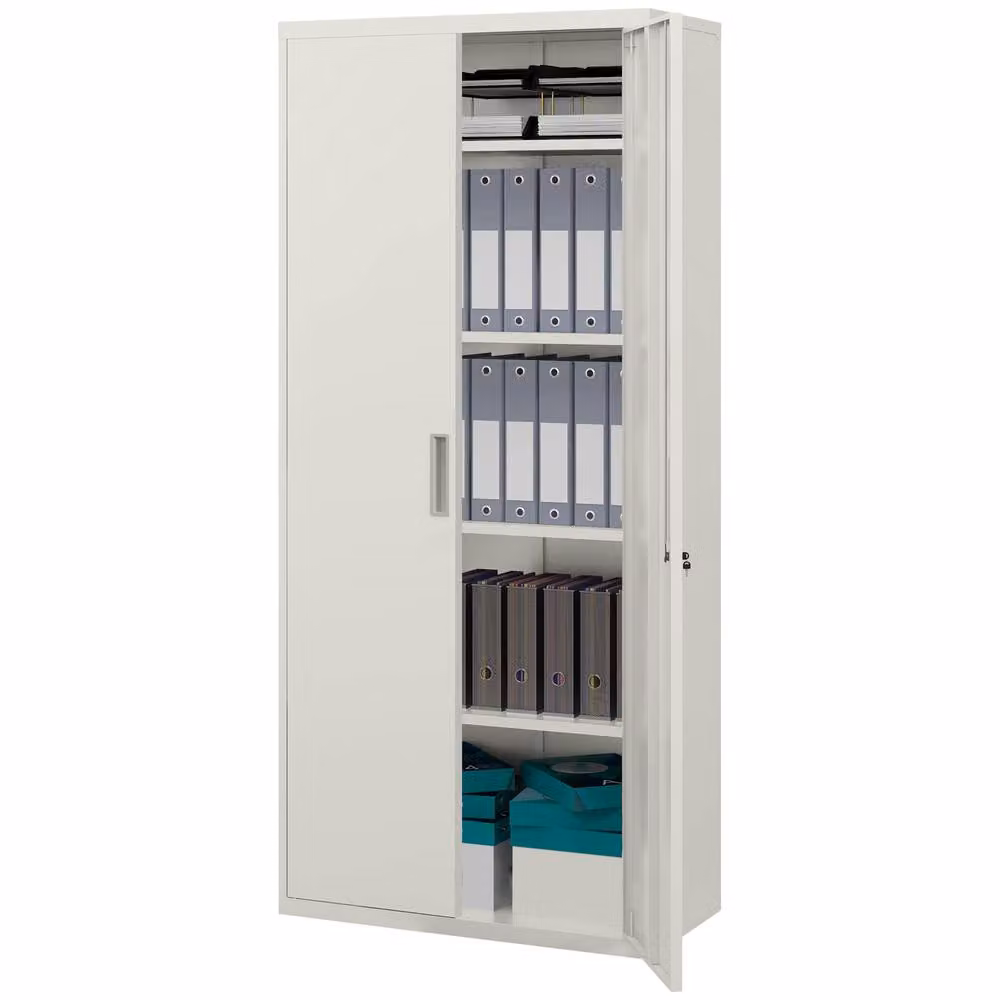 ERGOVEXA Lockable Steel Office Cabinet with Adjustable Shelves, White, H 180 x W 80 x D 40 cm – 2