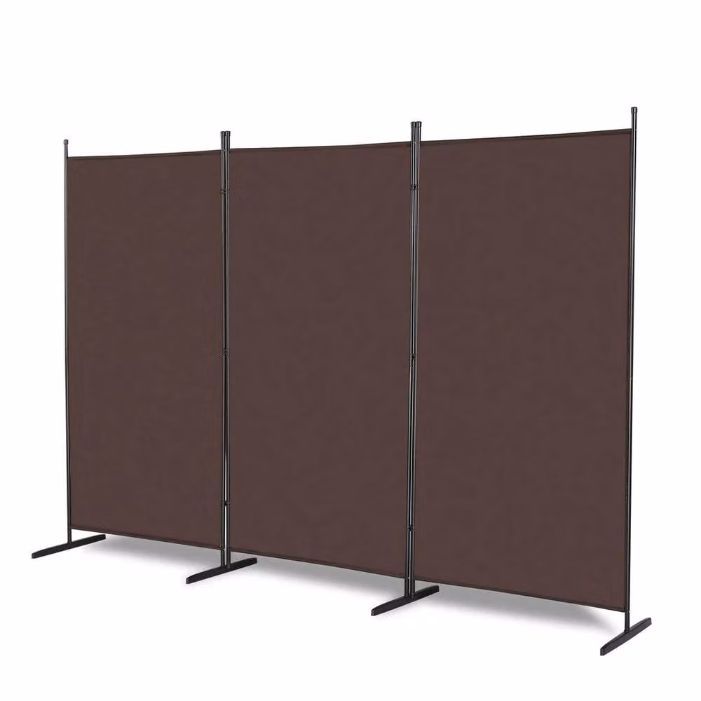 Kelvenix 3 Panel Folding Room Divider Privacy Screen in Brown – 5
