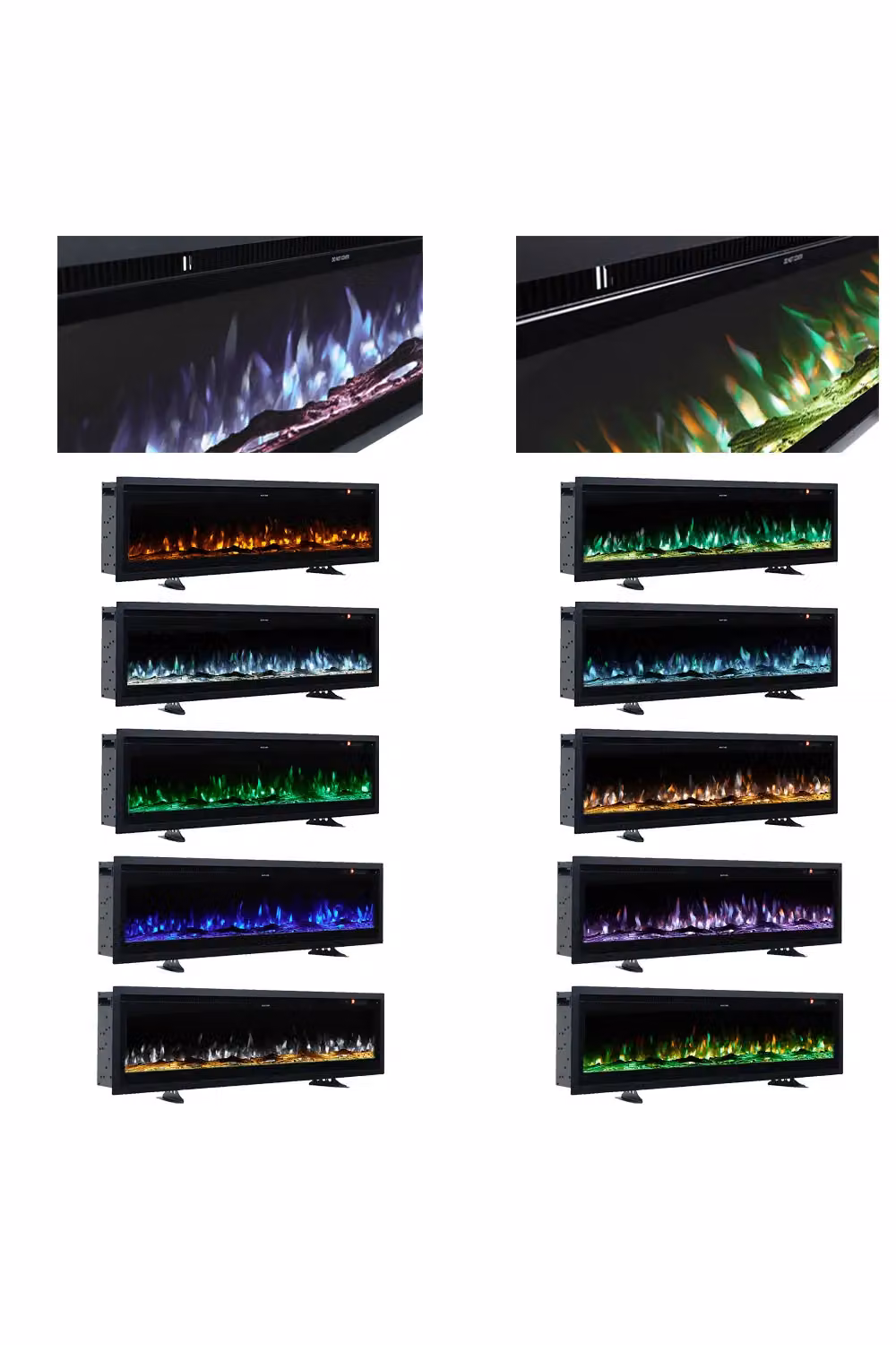 H&O Direct 50 Inch Electrical Fireplace in Black with Remote, 12 Flame Colours and Adjustable Heating Modes – 5