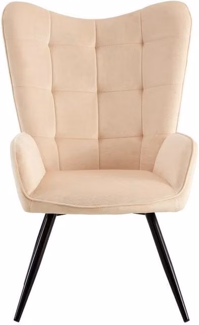 Kelvenix Modern Velvet Lounge Chair and Footstool in Beige