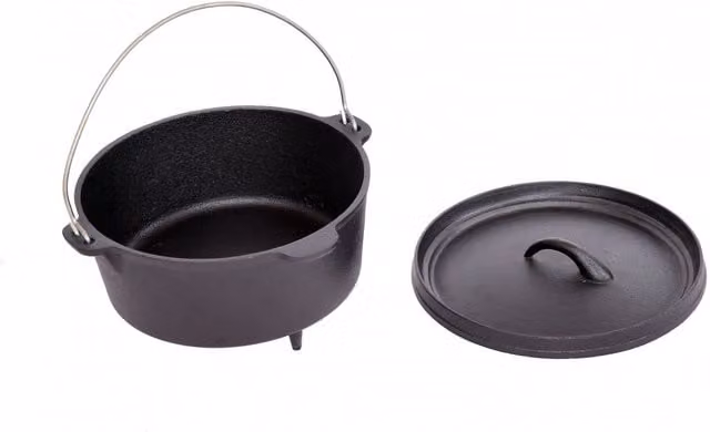 Oypla Cast Iron Casserole Dish Dutch Oven in Black