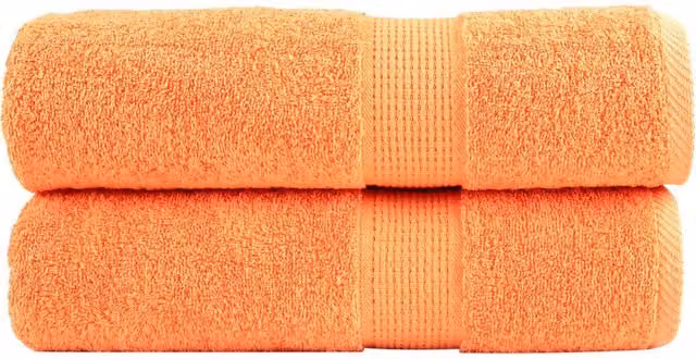 Berkfield Home SOLUND Premium Cotton Terry Shower Towels, Orange, 2 Pack, W: 70 cm, L: 140 cm, 600 gsm