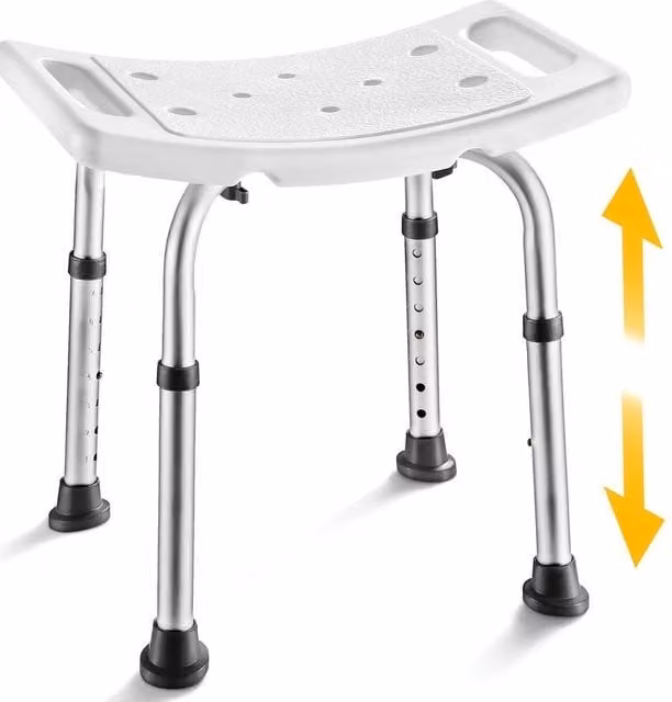 Kelvenix Height Adjustable Padded Shower Chair in White – 1