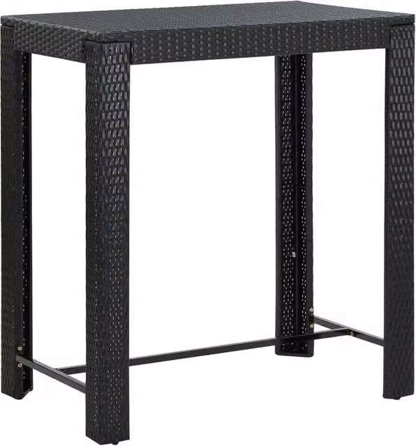 Berkfield Home Garden Bar Table in Black Poly Rattan and Metal, W: 100 cm, D: 60.5 cm, H: 110.5 cm – 1