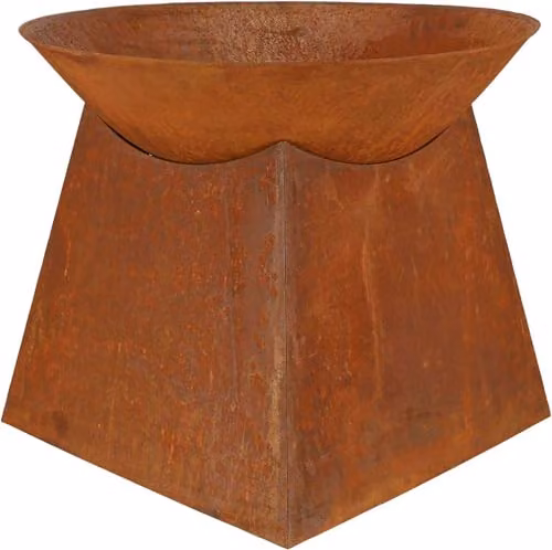 Fallen Fruits FF169 Small Metal Fire Bowl and Wood Storage in Natural Rust Brown – 1