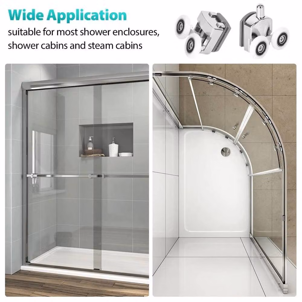 NESTLUNE 8 Pack 23mm Silver Shower Door Rollers for 4-6mm Curved Glass – 4