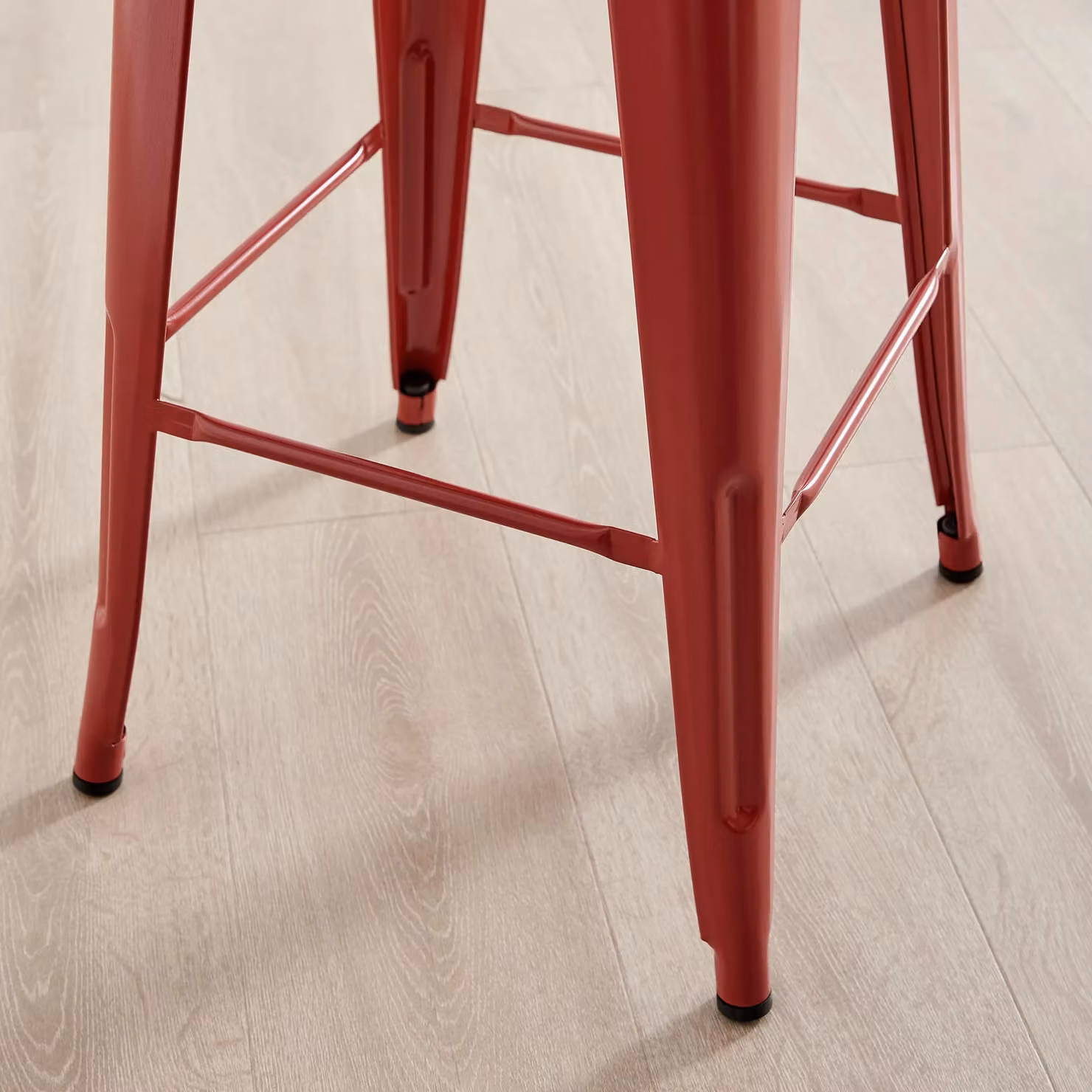 FurnitureboxUK Set of 2 Colton Red Metal Stackable Retro Industrial Bar Stools – 3