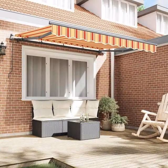 Berkfield Home Manual Retractable Awning with Polyester Fabric and Aluminium Frame in Yellow, Orange, White or Anthracite – 1