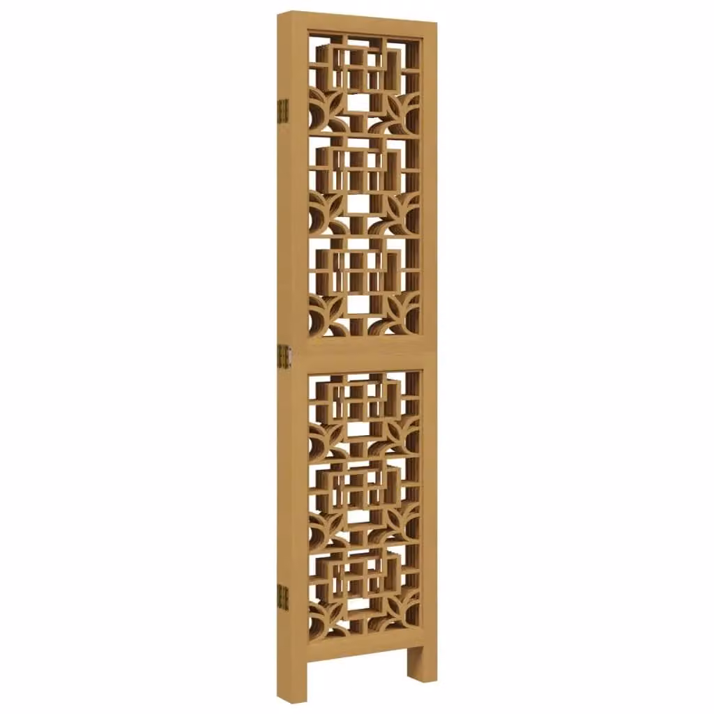 Berkfield Home 5-Panel Brown Solid Paulownia Wood Room Divider – 3