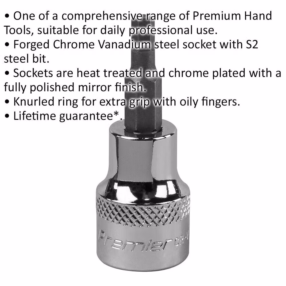 Loops 4mm Forged Hex Socket Bit, 3/8 inch Square Drive, Chrome Vanadium Silver – 2