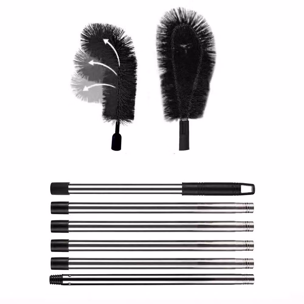 FLAVORA Extendable Gutter Cleaner Brush with Telescopic Stainless Steel Handle and Microfibre Head in Black – 2