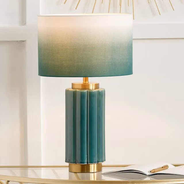 Pacific Lifestyle Scalloped Ceramic Table Lamp in Green and Gold