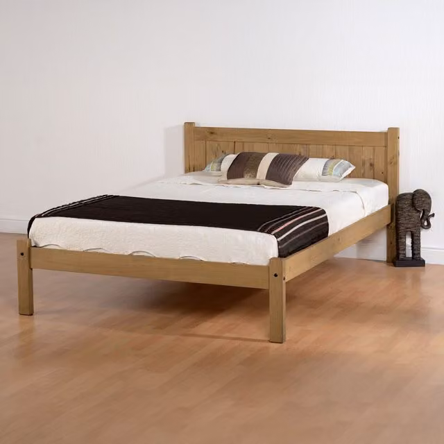 Seconique Maya Double Bed Frame in Distressed Waxed Pine, Brown – 4