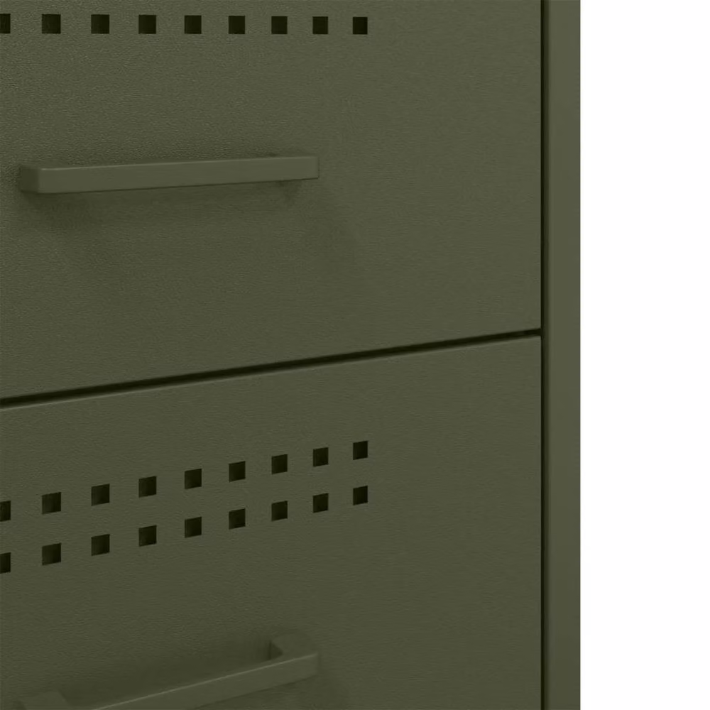 Berkfield Home Set of 2 Industrial Metal Bedside Cabinets in Olive Green, W/D/H: 36 x 39 x 68 cm – 4