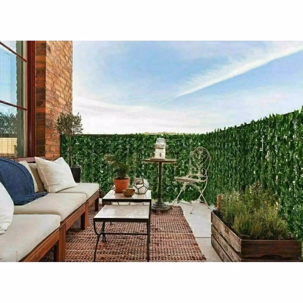 NESTLUNE Green Artificial Hedge Ivy Leaf Garden Fence, W: 100 cm, H: 15 cm – 6