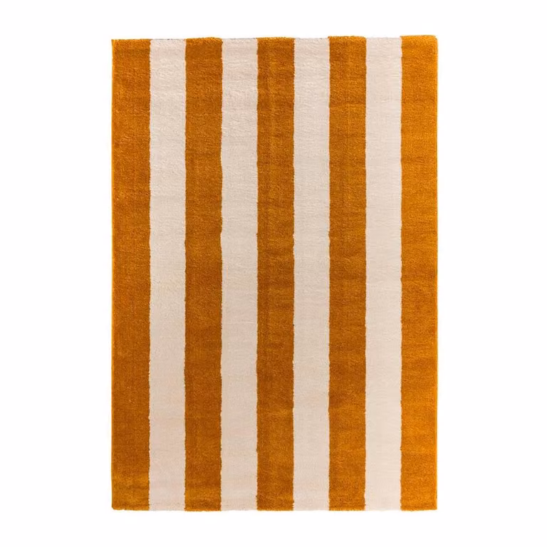 sweeek Modern Striped Indoor Rug in Burnt Orange and White, W: 80 cm, L: 140 cm