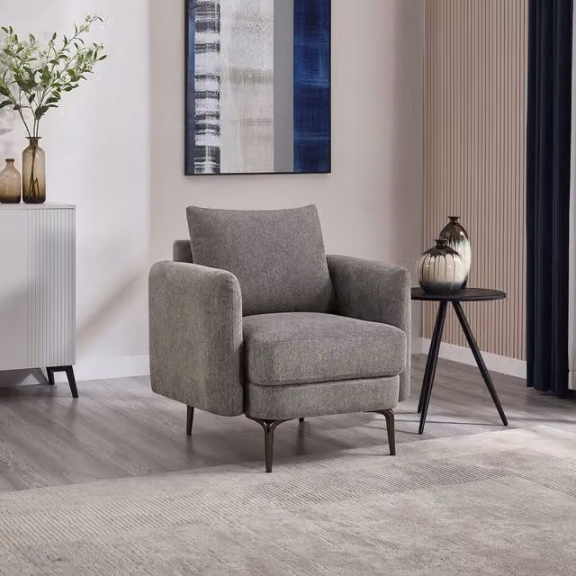 More4Homes Sofia Modern Scandi Style Fabric Tub Chair with Armrests in Mocha