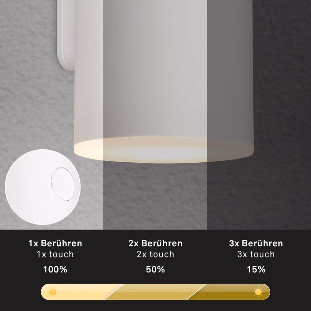Briloner White Rechargeable LED Outdoor Wall Light with Up and Down Effect, Warm White, 700lm, 3000K – 4